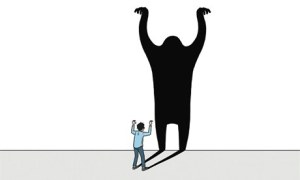 Boy with menacing shadow